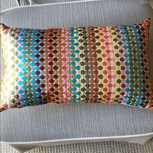 Multi-colored pillow case + pillow. Fun colors!